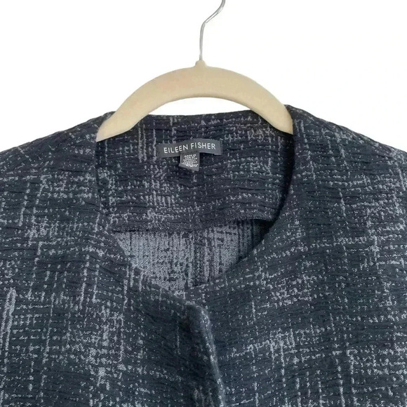 Eileen Fisher Textured Cardigan Jacket Topper Coat Small Black Gray Open Front - Picture 3 of 10